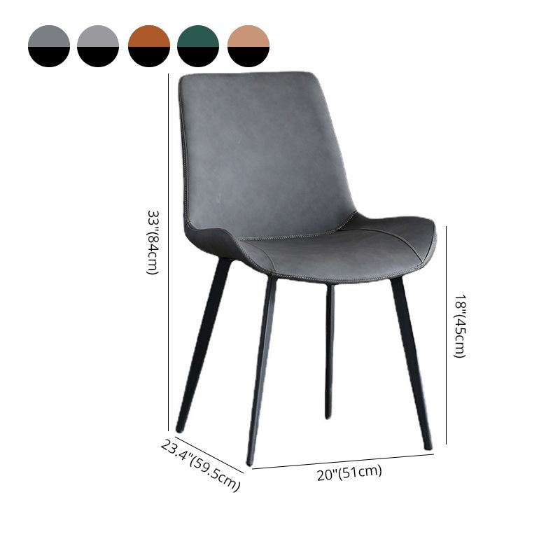 Sillas laterales con brazo de estilo industrial, sillas de comedor con respaldo sólido de cuero para cocina (juego de 4)