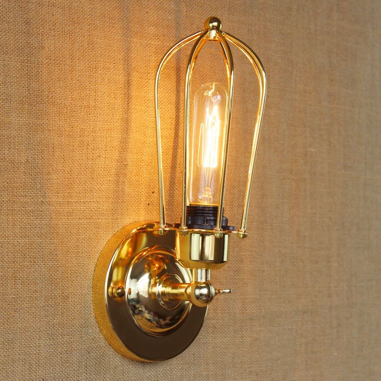 Wrought Iron Wall Lamp Sconce Industrial Cage Bedroom Sconce Light Fixture