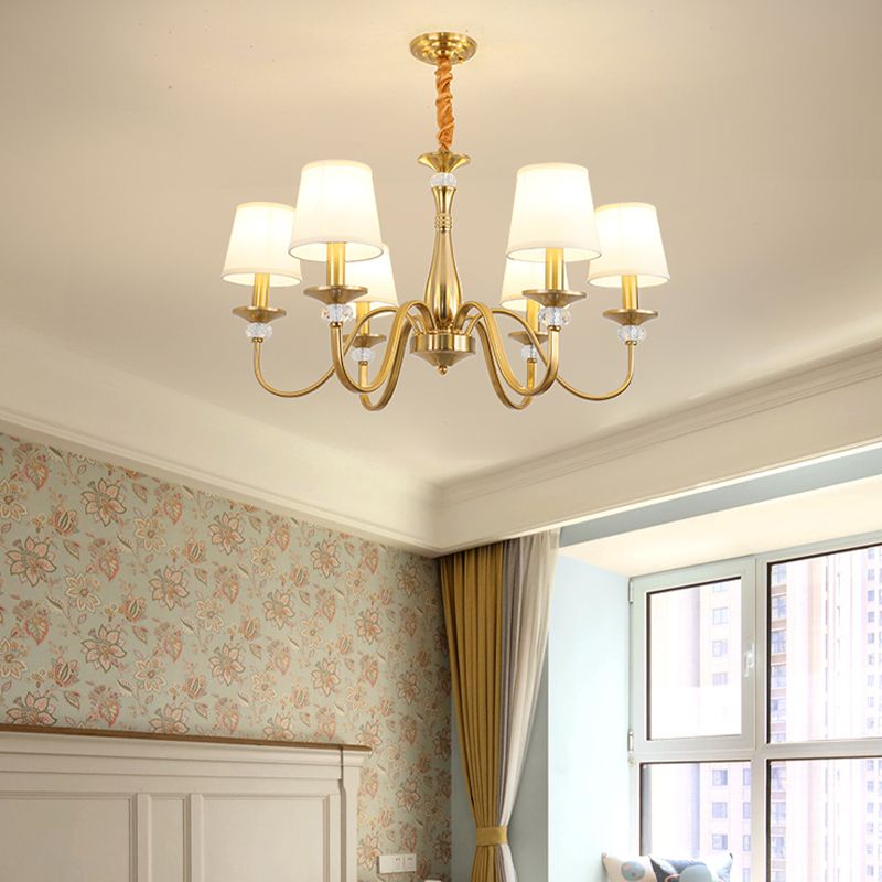 Barrel Chandelier Lighting Fixtures Traditional Suspension Light with Fabric Shade for Living Room
