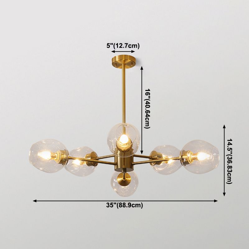 Luz de colgante de oro de vidrio en la lámpara de lámpara de cobre de estilo de lujo moderno para espacios interiores