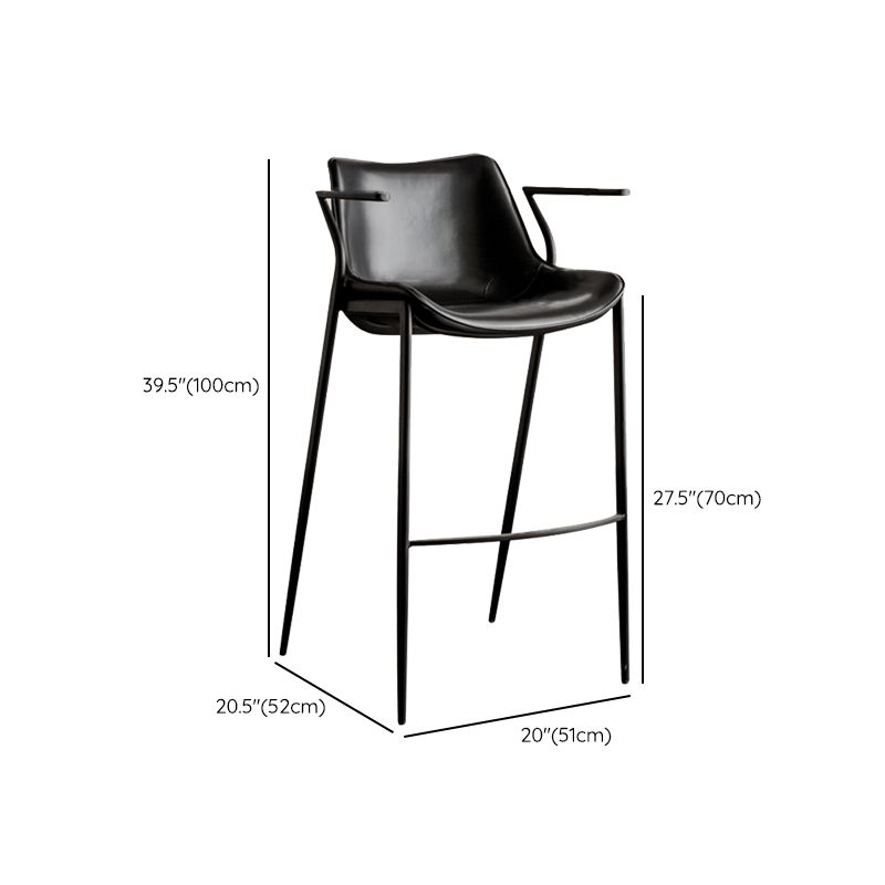 Faux Leather Counter Stool Modern Style Low Back Bar Stool with Footrest