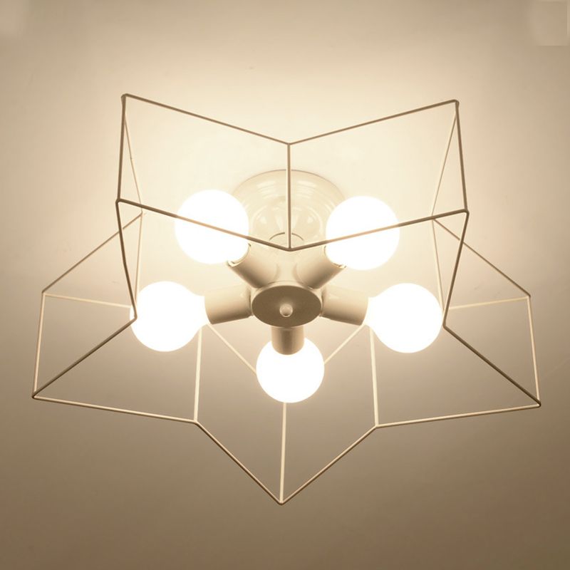 Plafonnier industriel rétro semi - encastré en fer forgé étoile pour espaces intérieurs