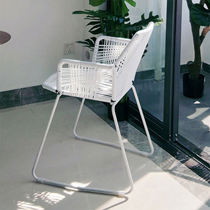 Modern Cross Back Side Chair Plastic Arm Chair with Metal Base for Dining Room