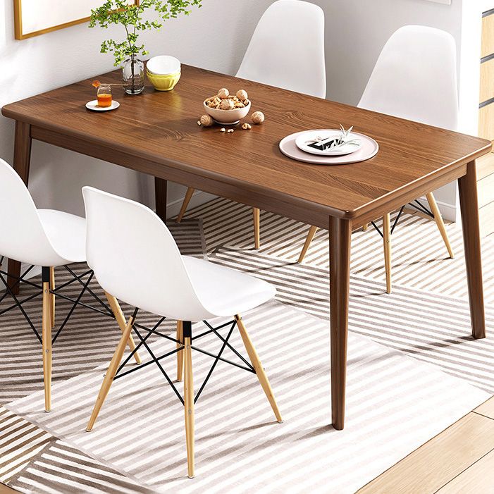 Solid Wood Contemporary Rectangle Table Wood Top Table for Kitchen