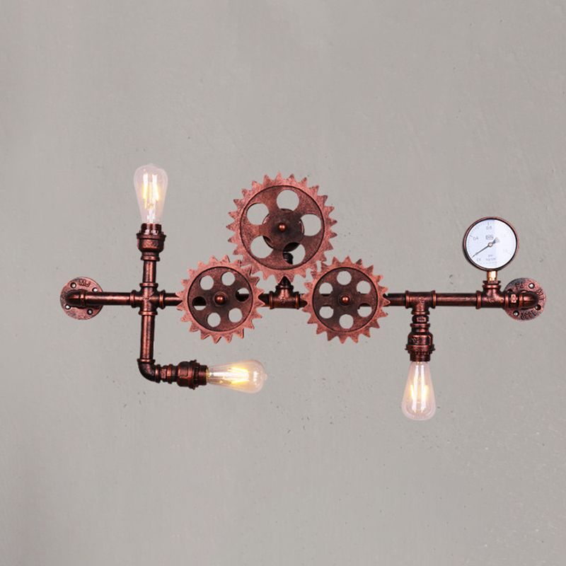 Pipa de agua industrial de la pared lámpara montada en la pared metal 3 luces luces aplicativas