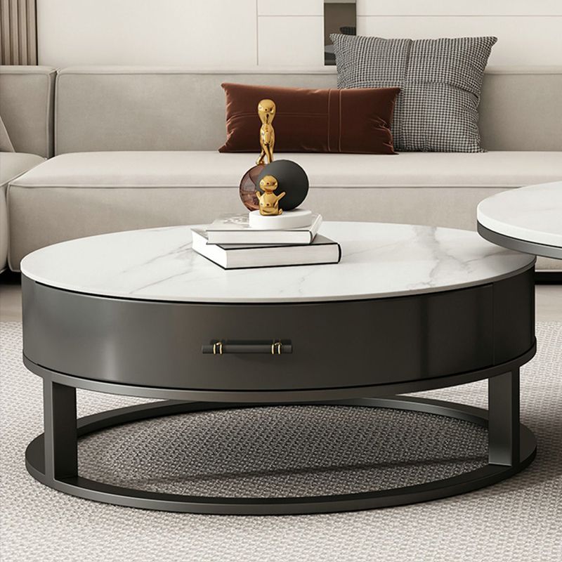 Slate Coffee Table Set Frame Cocktail Table with Storage Drawers
