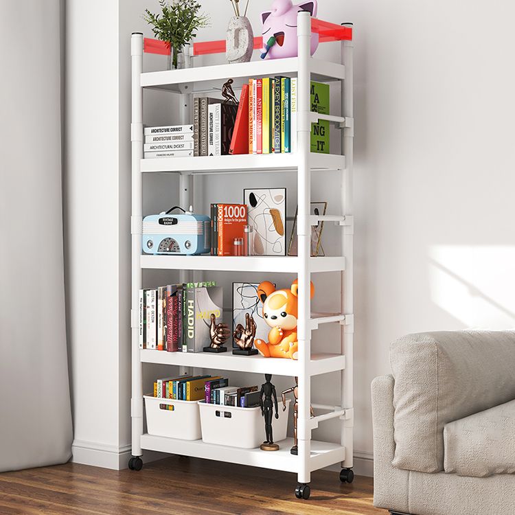 Industrial Style Metal Bookshelf Etagere Shelf Bookcase with Caster Wheels