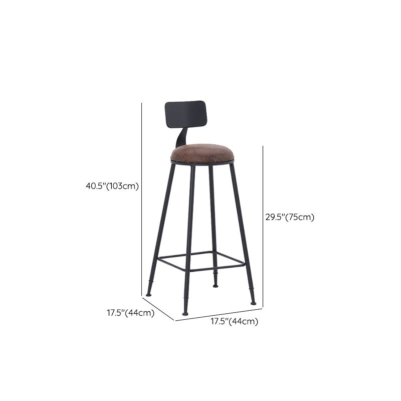 Industrial Dining Stools Low Back Bar Stools with Black Metal Base