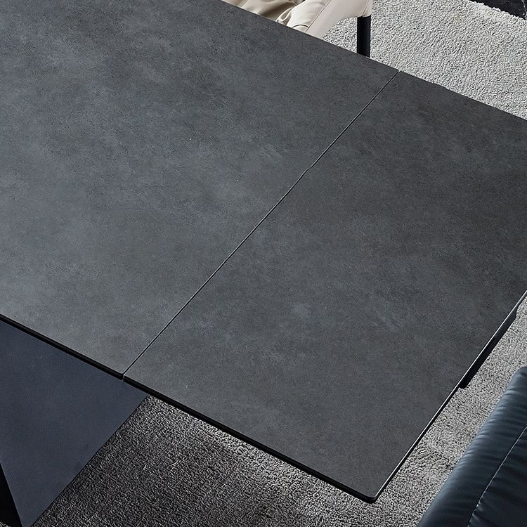 Mesa de comedor de comedor gris moderna Mesa de comedor de piedra sinterizada con base de metal