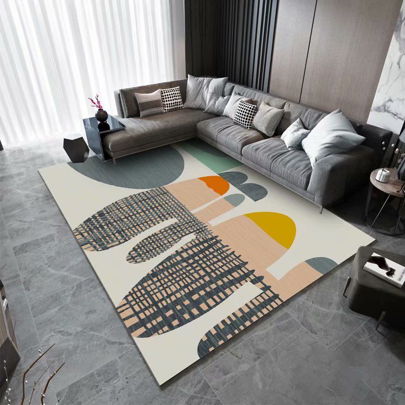 Dark Grey Carpet Poyester Graphic Carpet Washable Carpet for Home Decoration