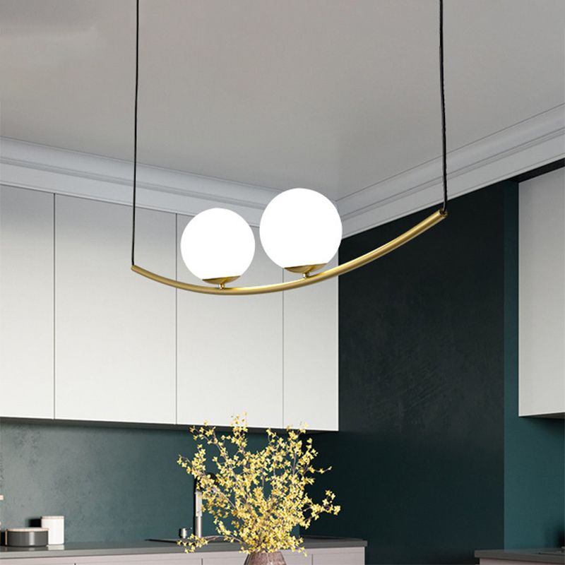 2/3 Lights Bubble Island Light Modern Simple Metal Chandelier Lighting in Black/Gold