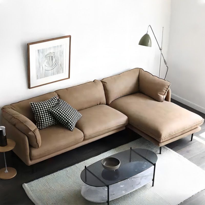 Light Brown Sectionals/Sofa with Pillow Back and Pillow Top Arm