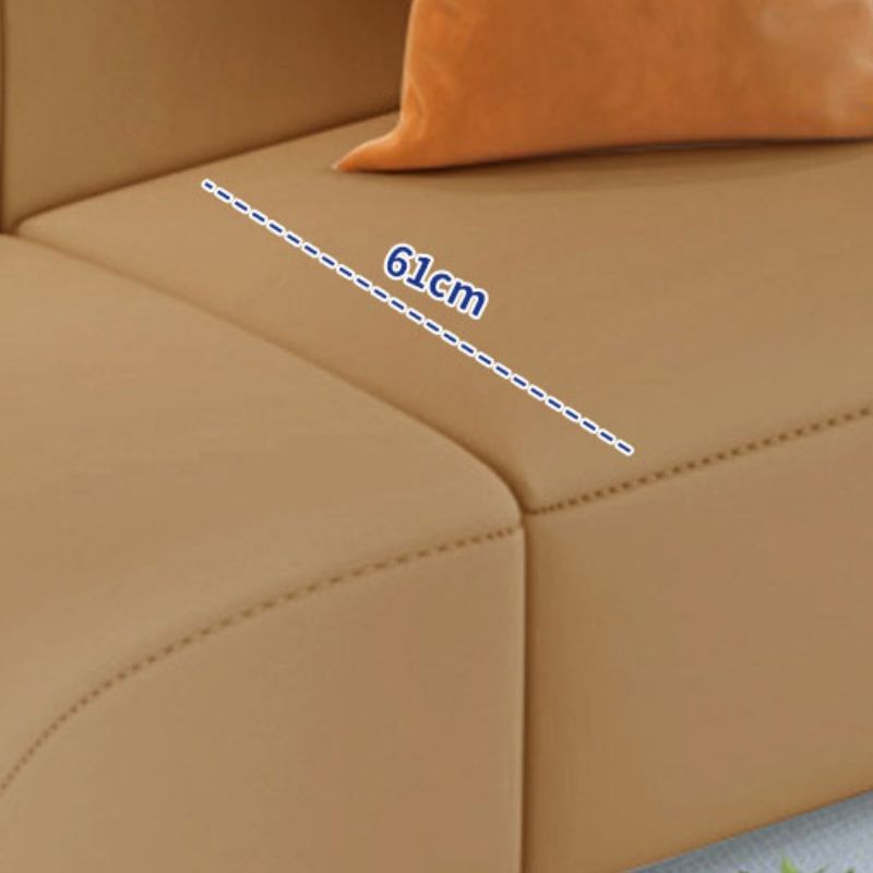 Brown One Arm Sectional Sofas Solid Wood Sectional Couch for Living Room