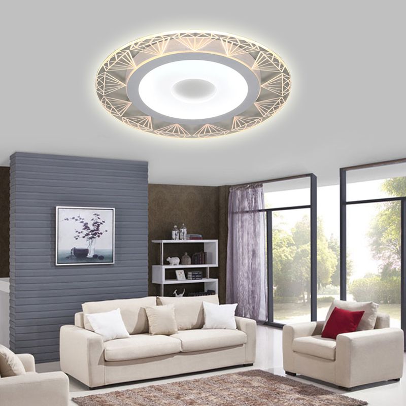 Lámpara de techo empotrada en forma de diamante, acrílico moderno, lámpara LED de montaje empotrado para sala de estar de 8 "/16,5"/20,5 "de ancho, en luz cálida/blanca