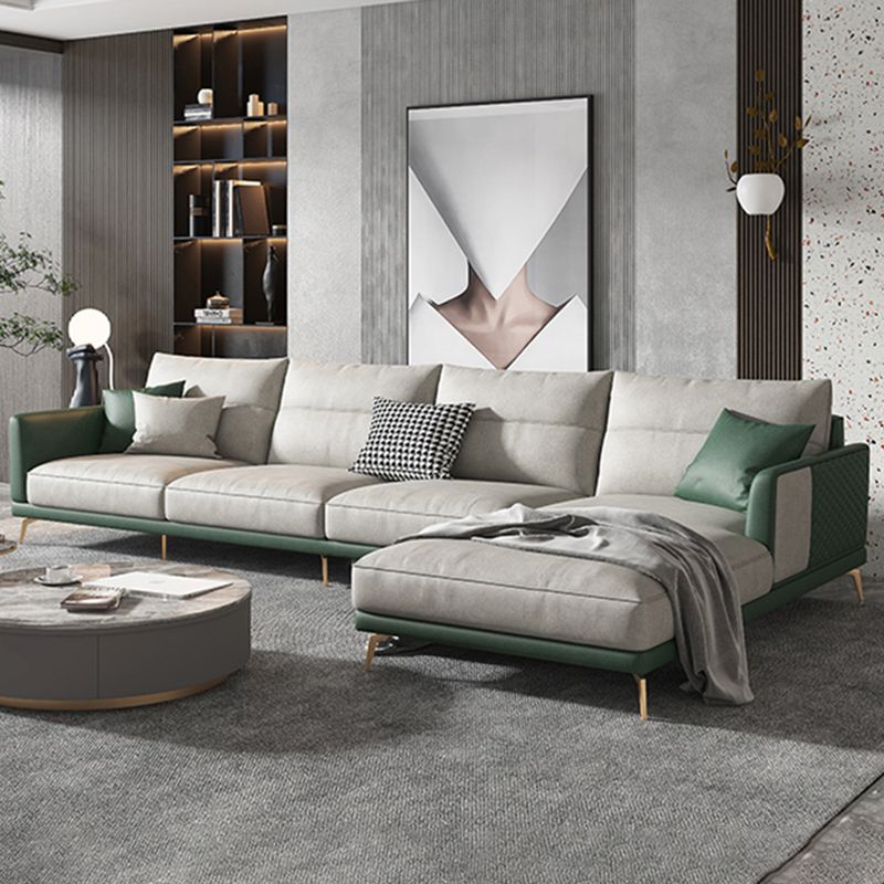 68" Wide Glam Sectional Sofa Leather L-Shape Cushion Back Sectionals