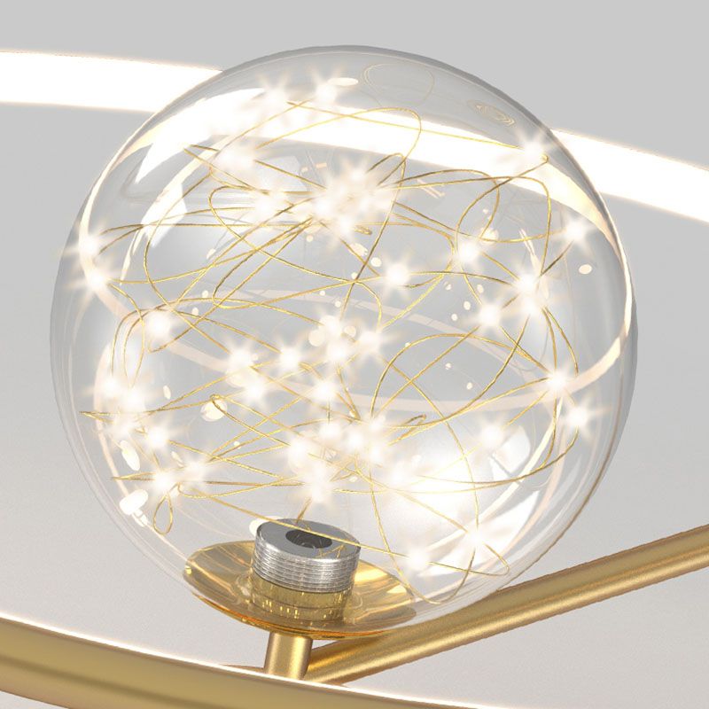 Montaje de vidrio de vidrio transparente de oro lámpara de techo de círculo moderno para dormitorio