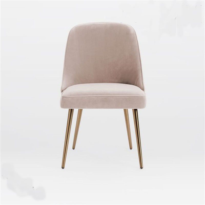 Gold Iron Legs Dining Chairs Glam Upholstered Low Back Side Chair