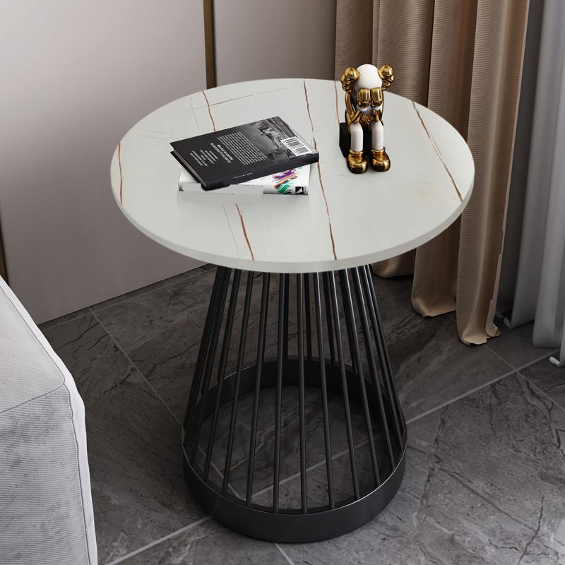 Modern Frame Side Table Slate Round Sofa End Table for Living Room