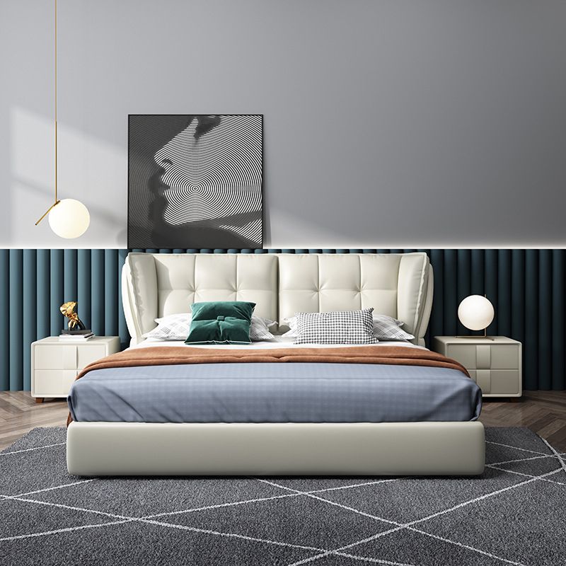 Contemporary Pine Wood Storage With Wings Lift Up Storage Wingback Bed