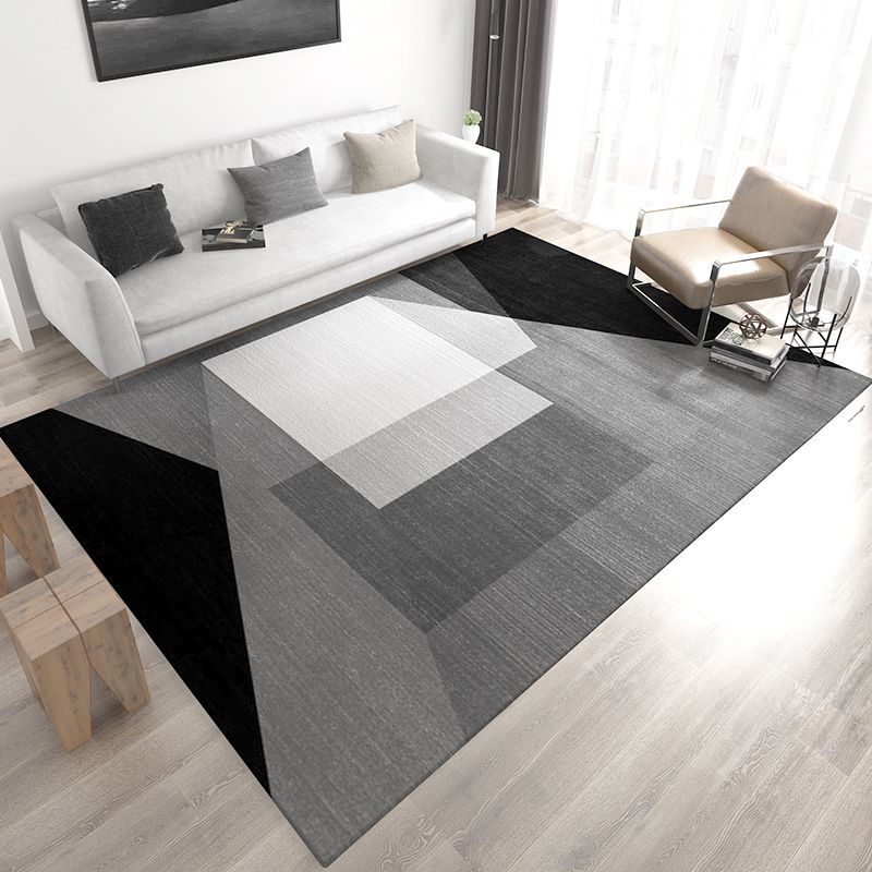 Contemporary Polyester Carpet Geometric Area Rug Stain Resistant Area Carpet for Living Room
