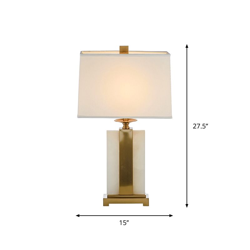 1 Glühbirnen Wohnzimmer Nachtlicht Minimalistische Weiße und Messingtischlampe mit Rechteckstoffton