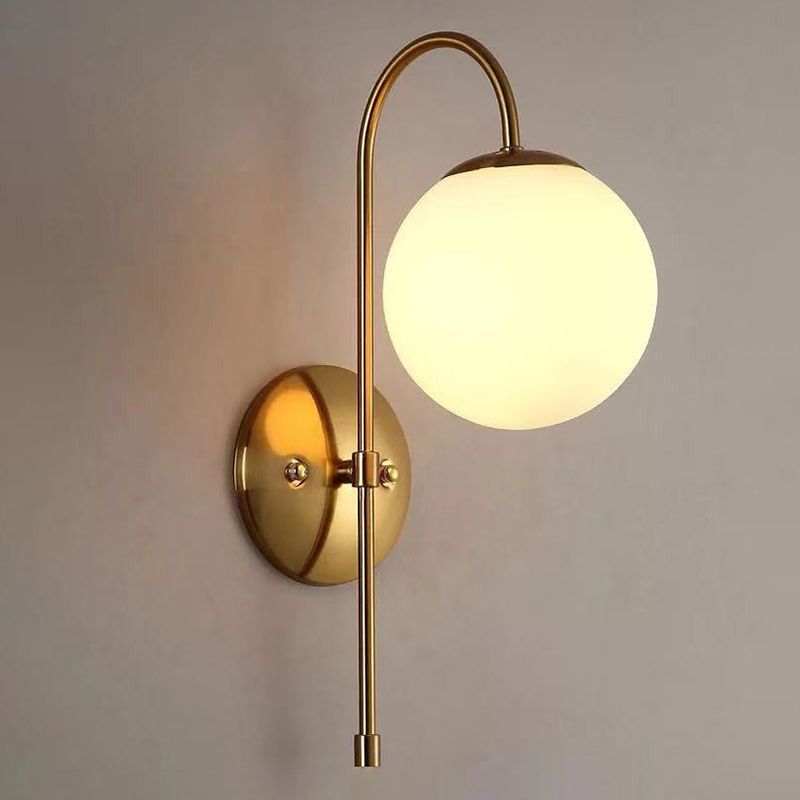Modernism Glass Shaded Wall Light Metal Golden Lighting for Home