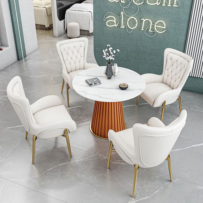 Glam 1/5 Pieces Dining Set Round Stone Dining Table for Kitchen