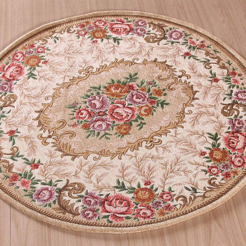 Farmhouse Peony Indoor Rug Multi-Color Synthetics Rug Machine Washable Stain Resistant Anti-Slip Rug for Study Room