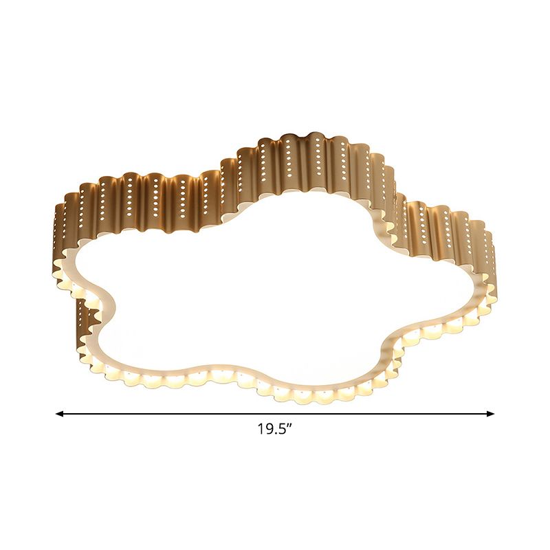 Square/Flower/Rectangle Flush Mount Light Modern Iron Gold LED Flushmount Ceiling Lamp in Warm/White Light with Circle Cutouts