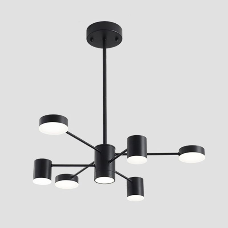 Multi Light Cylindrical Branch Hanging Lights Modern Style Metal Hanging Lighting in Black