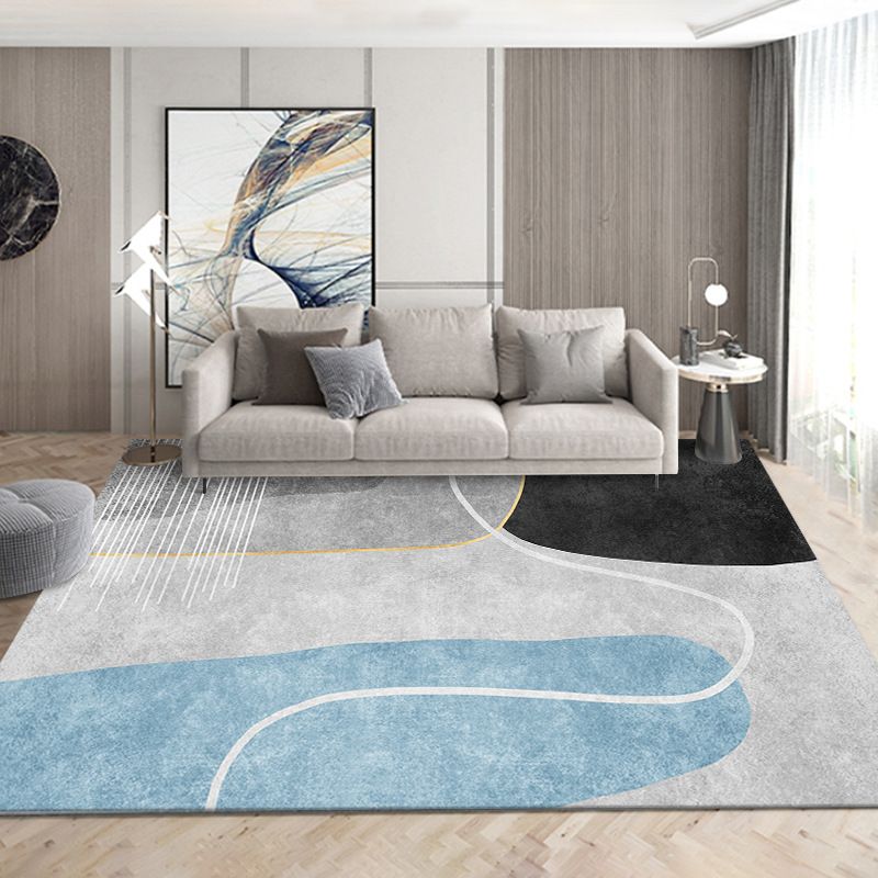 Dark Orange Geometric Rug Polyester Simple Rug Washable Rug for Home Decoration