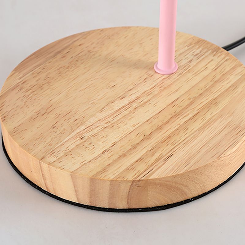 Lámpara de mesa de metal de macarrón de metal lámpara de noche de dormitorio con base de madera