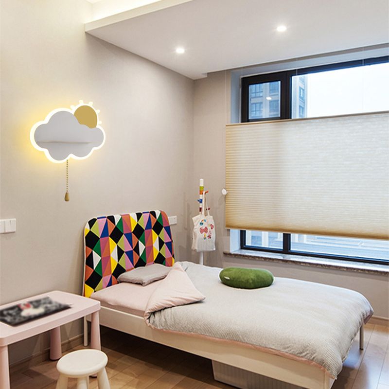 Cartoon Style Iron Wall Light LED Cloud Shape Wall Lamp for Children's Room