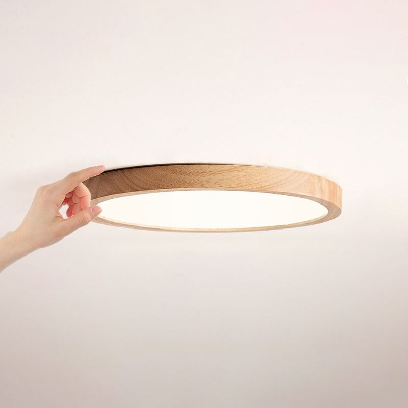 Plafonnier LED de forme ronde, montage encastré en bois de Style Simple et moderne pour le salon