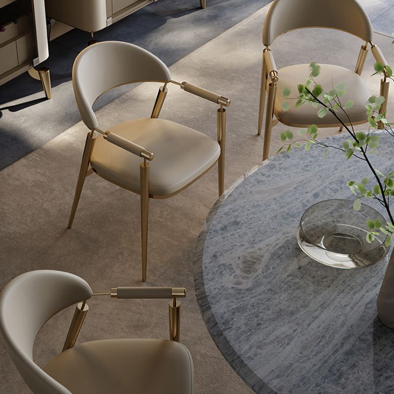 Glam Style Arm Chair Metal Open Back Dining Room Chair for Kitchen