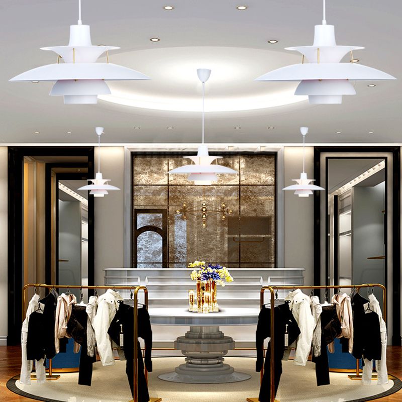 1 niveaux concentriques en couches légères lampe à pension nordique lampe suspendue en métal pour salle à manger