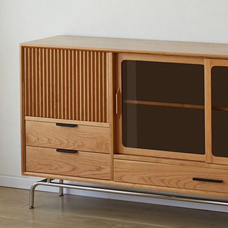 Modern Style Solid Wood Sideboard Cabinet with Cabinets and Drawers