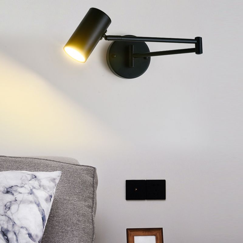 1 Light Swing Arm Flush Mount Wall Sconce Simplicity Metal Wall Mount Lamp