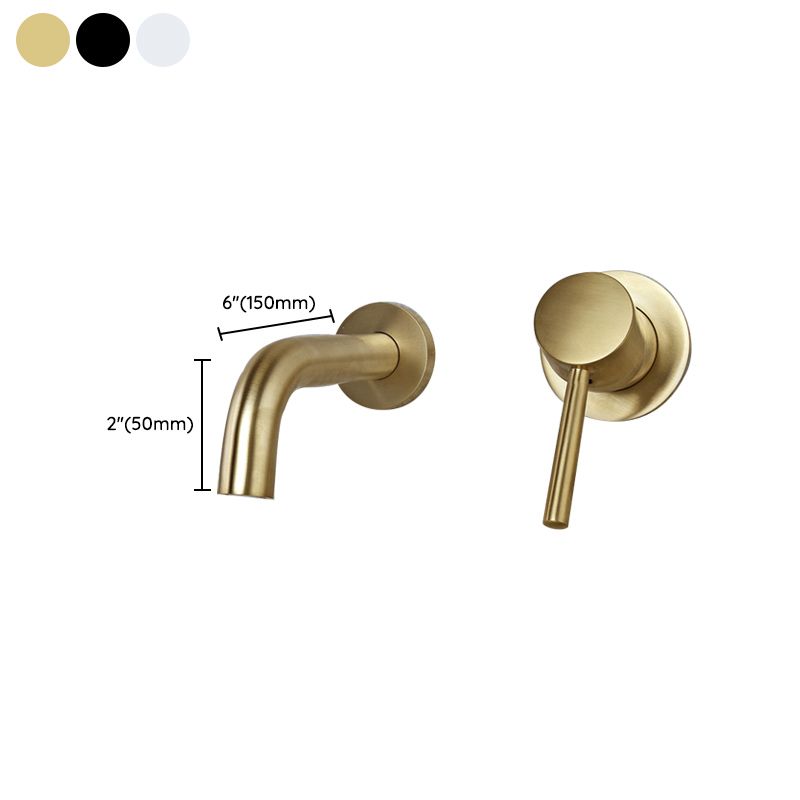 Wall Mounted Metal Tub Filler Low Arc Tubular Bathroom Faucet
