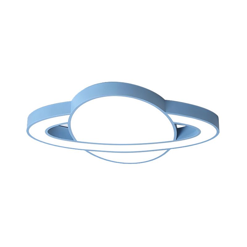 White/Pink/Yellow/Blue Planet Shape Flush Mount Lamp Nordic Style Acrylic LED Ceiling Light Fixture for Kid Bedroom