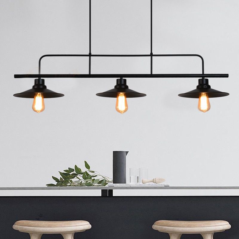 Metal 3 Lights Island Pendant Lighting Flared Industrial Island Light Fixtures for Dining Room