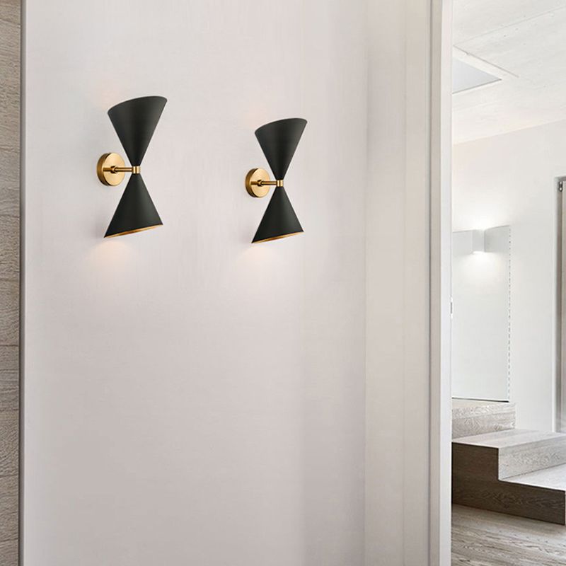 2-Light Contemporary Black Unique Shape Metal Bathroom Vanity Light