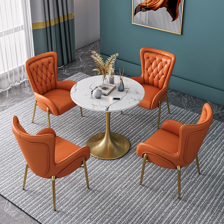 Sintered Stone Modern Style Dining Table White Round Table with Tulip Base