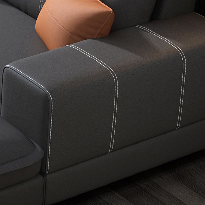 L-Shape Sofa Faux Leather High Back Square Arm Sectional with Stain-Resistant