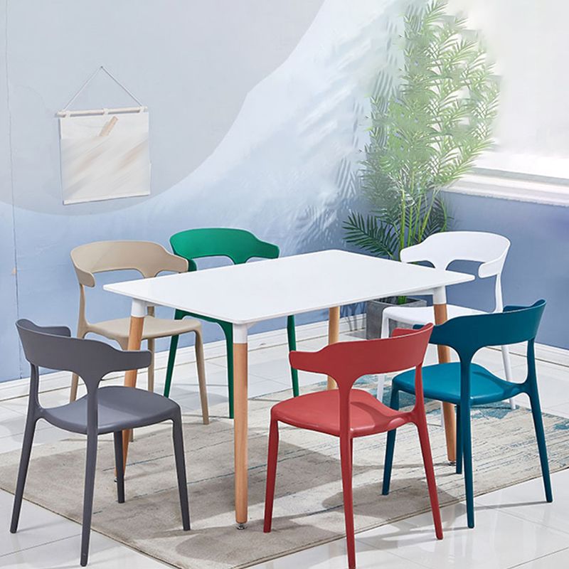 Stackable Open Back Dining Chairs Plastic Armless Dining Side Chair