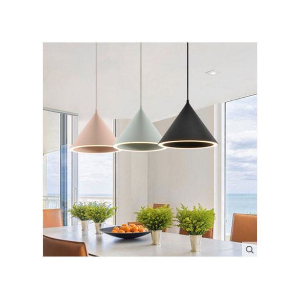 Conical Pendant Lighting Fixture Minimalist Style LED Metal Hanging Ceiling Light