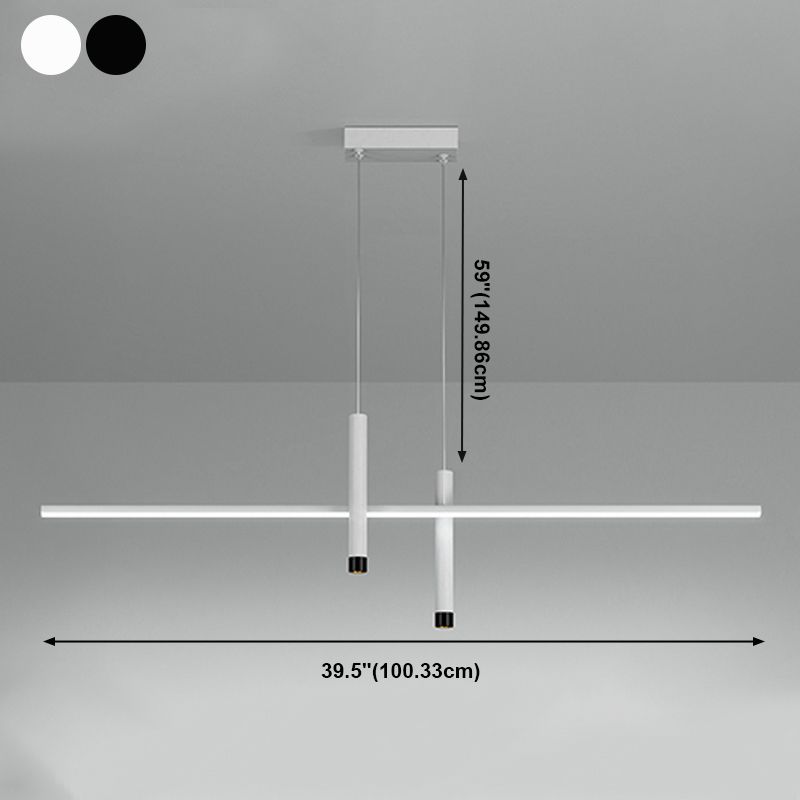 Luci a ciondolo dell'isola lineare contemporanea Metal 3 Lights Freepurs