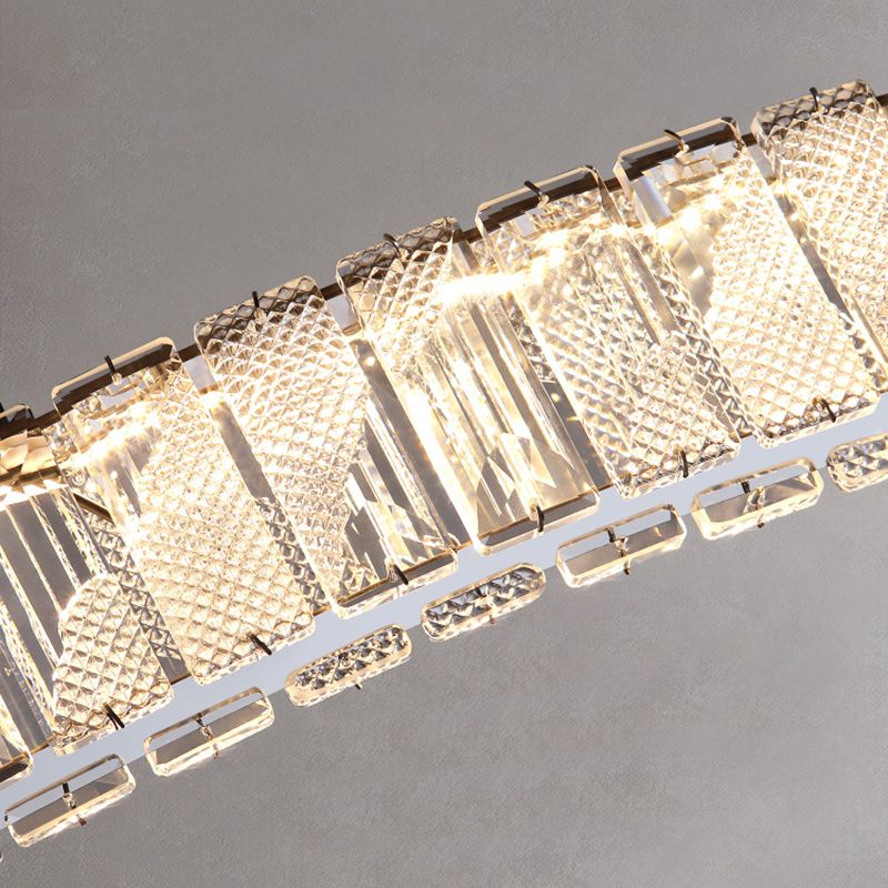 2 Light Linear Island Lights Modernism Crystal Island Light Fixtures in Silver Finish