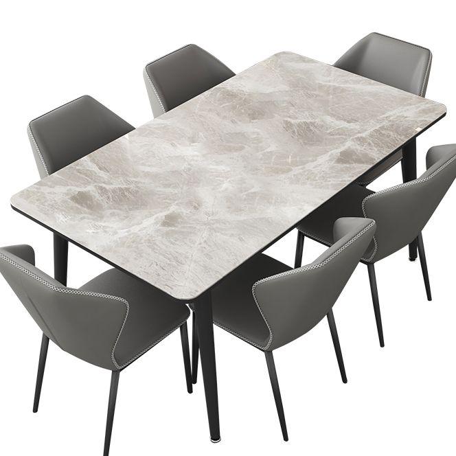 Sintered Stone Two-Color Dining Table Simplicity 4 Legs Table for Dining Room