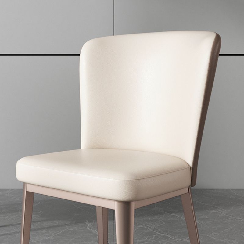 Contemporary Metal Dining Chair Faux Leather Armless Dining Chair for Home Use